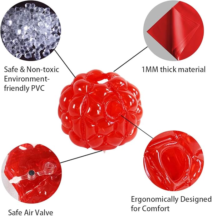 SUNSHINEMALL 2 Pack Inflatable Bumper Balls for Kids Giant Zorb Ball Sumo Balls Human Hamster Ball Bubble Balls for Adults Full Body Buddy Outdoor Toys for Kids(24" Red)