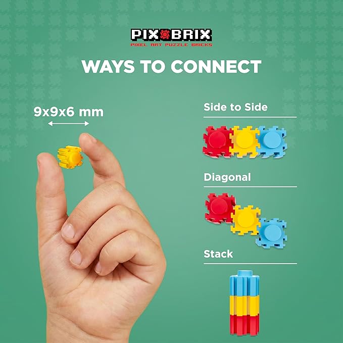 Pix Brix Pixel Art Puzzle Bricks Bucket – 1,500 Piece Pixel Art Kit with 12 Colors, Dark Palette – Interlocking Building Bricks, 2D and 3D Builds – Stem Toys, Ages 6 Plus