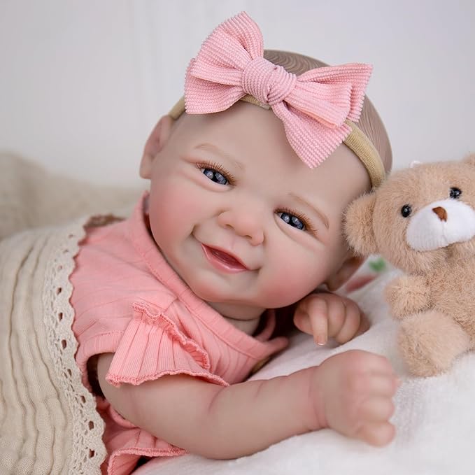 Aori Realistic Reborn Baby Dolls - 20 Inch Lifelike Newborn Baby Girl Doll with Weighted Soft Body and Soft Vinyl Limbs with Pink Outfit Set for Cudding, Perfect Christmas, Birthday Gift for Girls