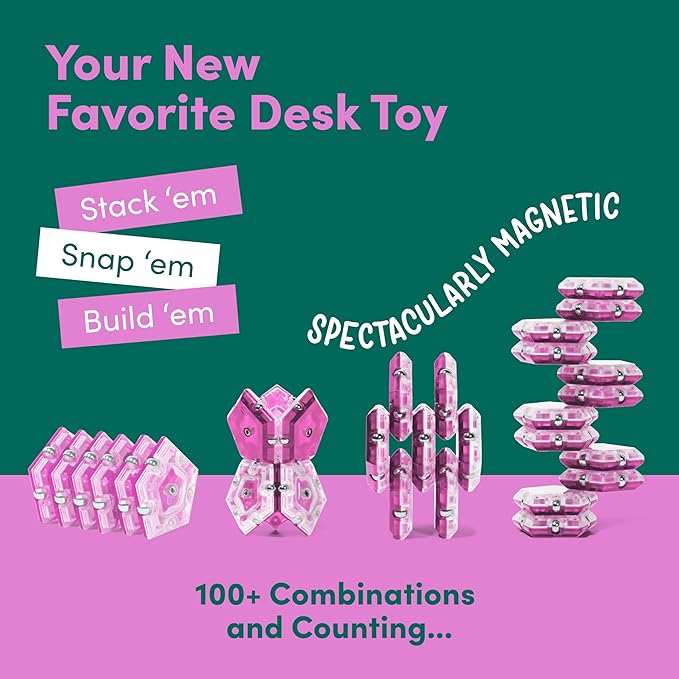 Speks Geode Magnetic Fidget Toy | Sensory Desk Toy for Adults & Teens 14+ | Stress Relief Gift | Sphere, Rose