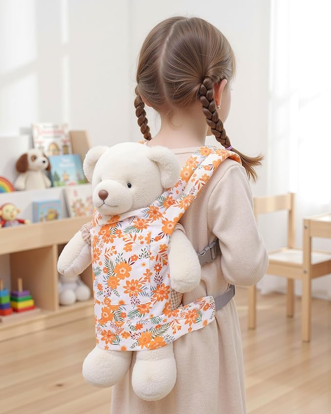 BABESIDE Baby Doll Carrier – Adjustable Straps for 15–22 Inch Dolls, Perfect for Pretend Play & Role Play – Soft Cotton Doll Accessory for Girls Ages 3+（Doll Not Included）
