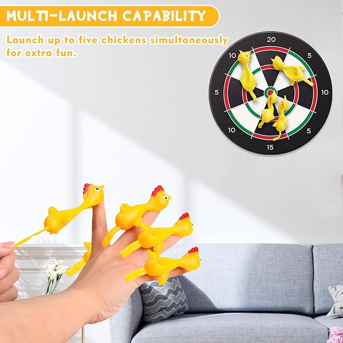 40 Pcs Flying Chicken Slingshot Party Favors for Kids Adults, Bulk Gag Goodie Bags Stuffers for Kids, Rubber Chickens Sling Shot, Funny Gag Gifts for Prankster, Carnival Prizes, Prank, Rave