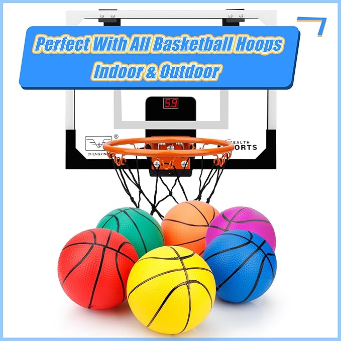 6" Mini Basketball Toy for Mini Pool Balls, Small Basketball for Over The Door Hoop, PVC Beach Balls for Kids Toddler Indoor 3 Pack