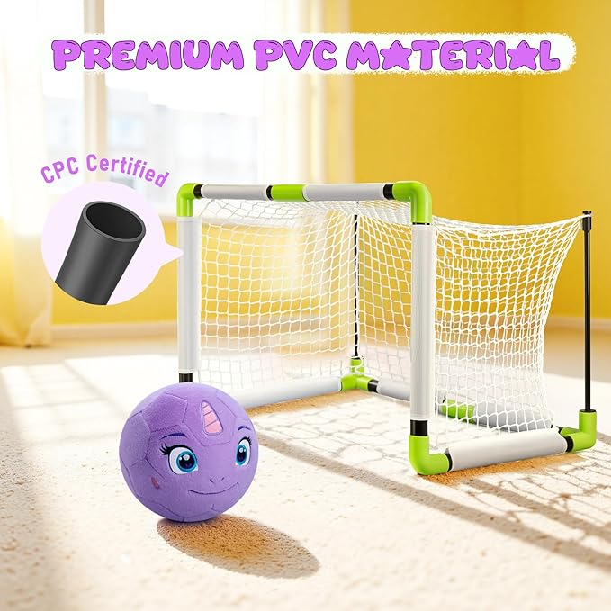 Toddler Toy Soccer Goals for Backyard Indoor with Soft Plush Unicorn Ball, Mini Soccer Nets and Ball Set for Kids(Pump Include)
