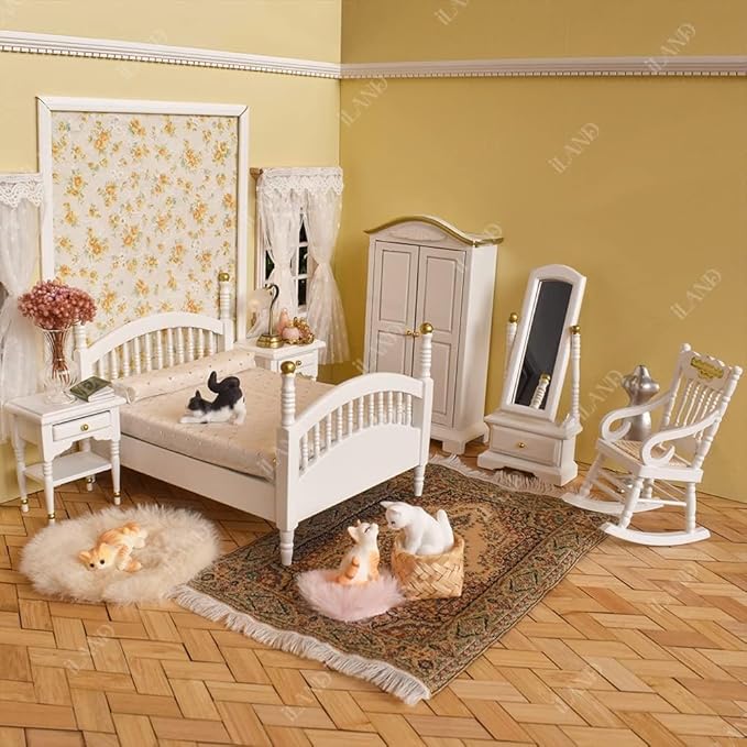 iland Cat Figurines,1/12 Scale Dollhouse Accessories,Realistic Mini Cat for Dollhouse Decor & Cake Toppers
