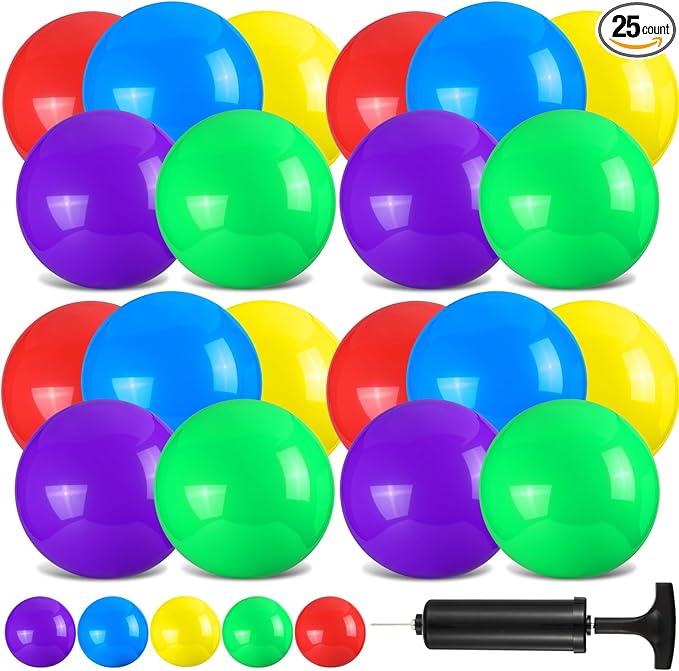 Vinsot 25 Pcs Fun Bouncy Balls 13 Inch Marbleized Bouncing Balls Rubber Inflatable Ball Large Sensory Ball with Pump for Beach Backyard Park Indoor Outdoor Party Favors