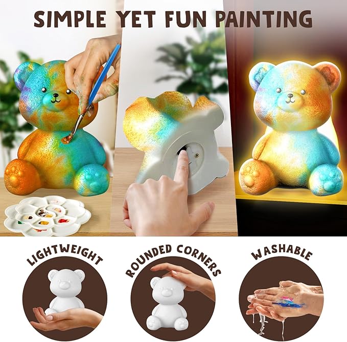 Goody King Paint Your Own Cat Lamp Kit, 2PCS DIY Cat Crafts Night Light, Easter Basket Stuffers, Arts & Crafts for Kids Ages 8-12, Painting Kit for Kids, Easter Birthday Gifts for Kids Ages 4 5 6 7 8+