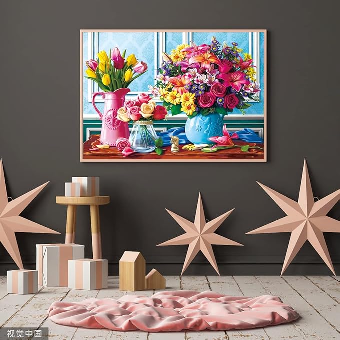 1000 Pieces Flower Puzzles for Adults, 2 Pack Colorful Flowers Jigsaw Puzzles, Spring Plants Rose Daisy Blooms Challenging Funny Puzzles for Friends Family Activity Game Nights Gifts