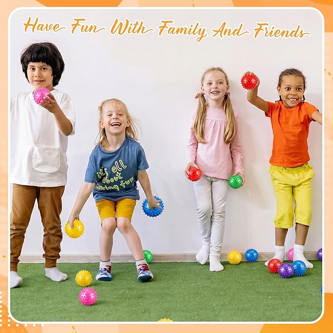 Bouncy Spiky Sensory Ball - Inflatable Massage Stress Fidget Toy Playground Balls for School Party Favors Outdoor Indoor