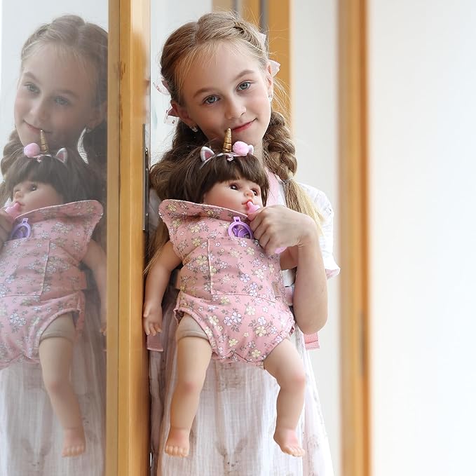 Gagaku Doll Carrier for Toddlers & Kids - Reborn Baby Doll Accessories in Pink (Pear Flowers)