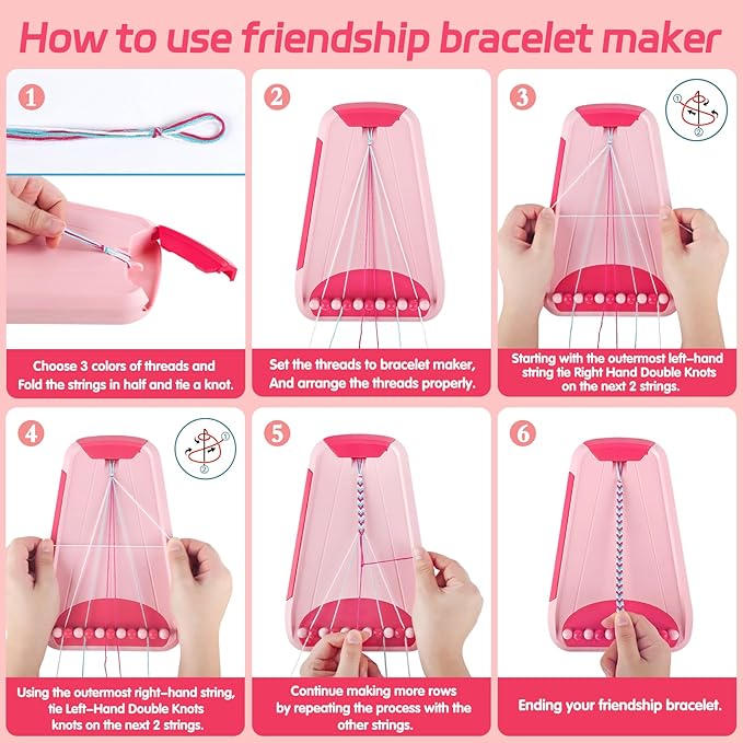 Friendship Bracelet Making Kit for Girls Ages 8-12, Kids Jewelry Making Kit with 28 Pre-Cut Threads and Letter Beads, Arts and Crafts for Kids, Birthday Easter Gifts for 6 7 8 9 10 11 12 Year Old
