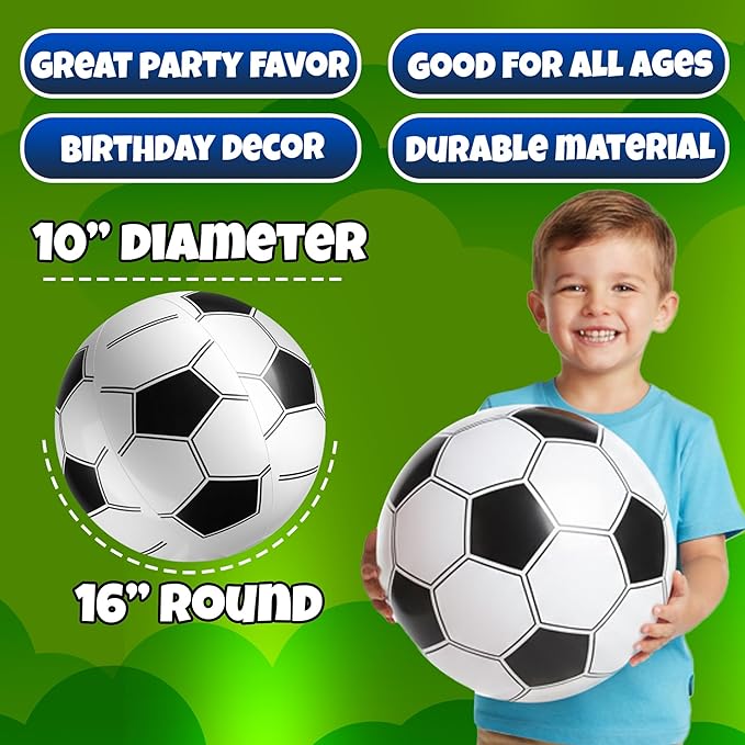 Inflatable Beach Balls (6 Pack) - 16-Inch Durable PVC Blow Up Beach Balls for Kids, Easy to Inflate, Summer Pool Float, Party Favors, Sports Theme Decorations, Giveaways & Outdoor Toys