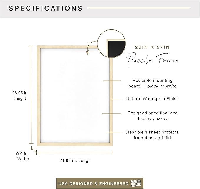 MCS Frame for Puzzles, Natural, 20 x 27 in or smaller