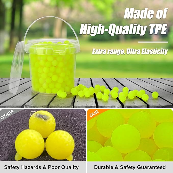 400 Refill Balls Ammo for Nerf Hyper Gun, 0.55 in Hyper Gun Balls with Portable Storage Bucket (Yellow), Hyper Rounds