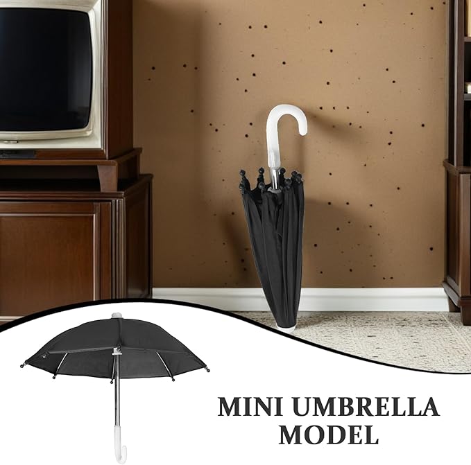 TOYANDONA 18 inch Doll Umbrella - Mini Rainy Sunny Umbrella Miniature Dollhouse Decor for American Doll Accessories, Black