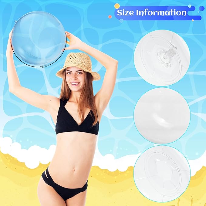 Zhanmai 6 Pieces Inflatable Clear Beach Ball 24 Inch Clear Pool Floating Ball Balloons for Under The Sea Party Decoration DIY Bubble Summer Beach Swimming Pool Hawaii Luau Party Favor