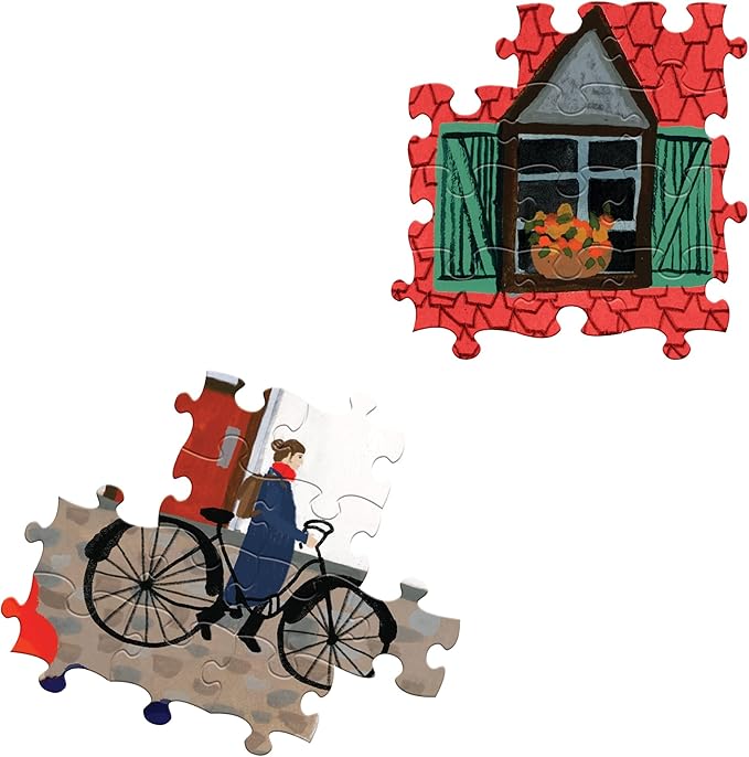 eeBoo: Piece and Love Whimsical Village 1000-piece square Jigsaw Puzzle for Adults and Families, Includes Glossy, Sturdy Pieces and Minimal Puzzle Dust