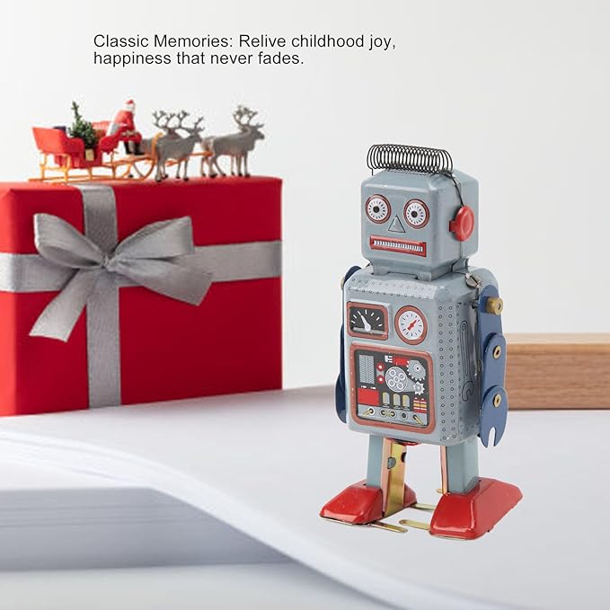 Robot Toy, Vintage Wind Up Robot Toy, Clock Movement Walking Toy, Retro Tinplate Toy for Photo Prop, Decoration, Gift, Surprise, Birthday