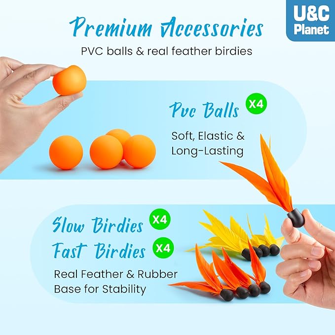 Beach Paddle Ball Set, Badminton Rackets, Family Game for Kids and Adults, Indoor Outdoor Game Backyard Park Camping Yard for Boys Girls Ages 3+, Beach Necessities Must Have