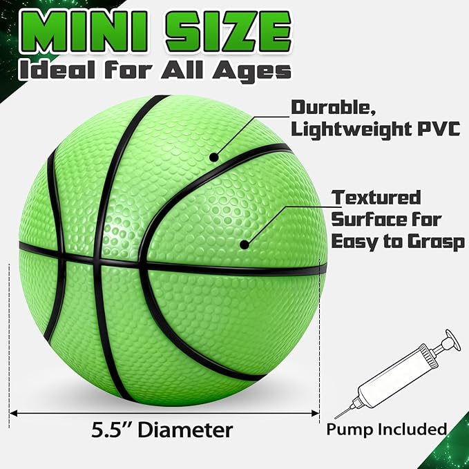 Glow in The Dark Basketball, 6 Pack Mini Basketball Toy for Kids and Adults, Great for Floating Water Basketball Hoops Toys Beach Pool Games Pool Party and Indoor or Outdoor Play