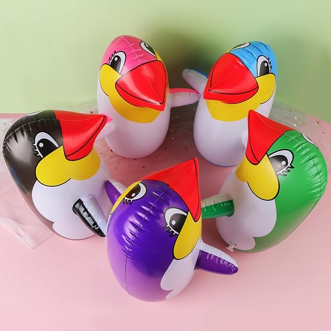 4 Pack 13.8" Inflatable Penguin Punching Bag, Random Color Already Filled Blow Up Bag Birthday Party Supplies