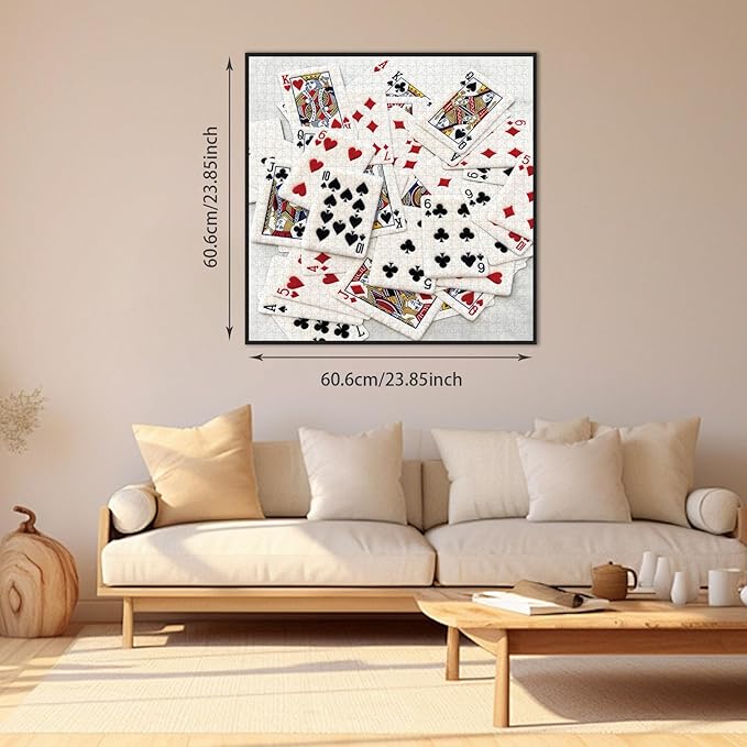 1024 Pieces Adult Puzzle, Plush Velvet Playing Cards Jigsaw Puzzles, Impossible Challenging Puzzle Family Home Decor, Funny Gift for Friends（23.86 x 23.86 inches）
