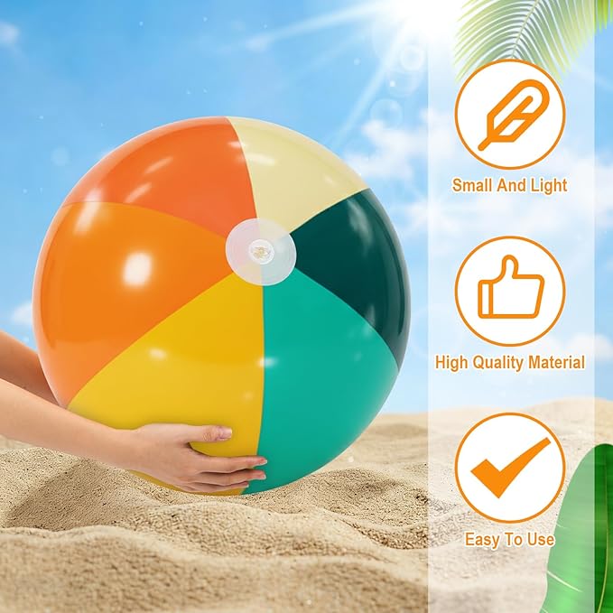 12 Pcs Orange Green Inflatable Beach Balls Bulk for Kid Pastel Jumbo Big Beach Balls Baby Shower Birthday Summer Swimming Party Decorations Favor Water Games(24 Inch)