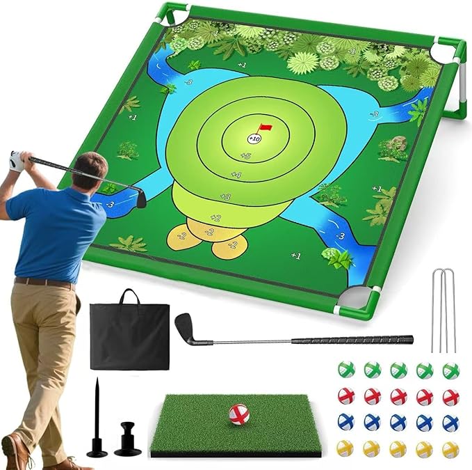 Golf Chipping Game, Play PortableGolf Target Practice Game Set, Fun Indoor & Outdoor Family Yard Game for Backyard, Beach, Parties, Office (Golf Chipping Game Set)