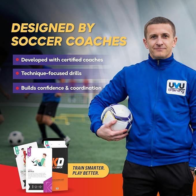 KickDeck - 52 Card Soccer Training Program for All Skill Levels and Ages - Comprehensive Skill Development and Fun Workouts