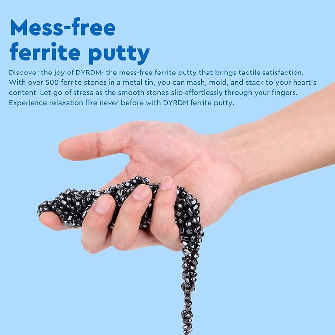 500+ Original Ferrite Putty Black, Sensory Stones, Adult Fidget Stress Relief Desk & Office Item, Ferrite Stones Stocking Stuffers Gifts