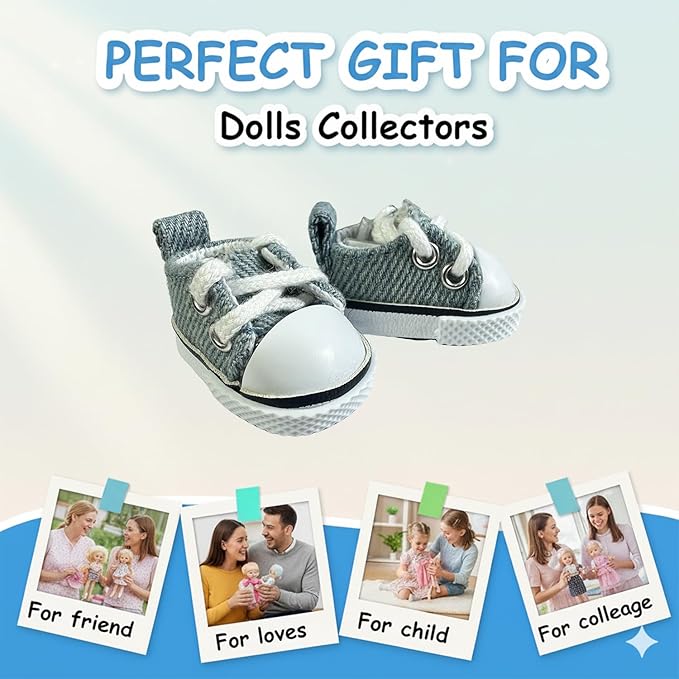 3pcs Doll Accessories Set Included Mini Glasses, Camera and Shoes for 17cm Doll, Dress Up Accessories Mini Costume Supplies for for 6.7 Inches Dolls (Set of Blue)