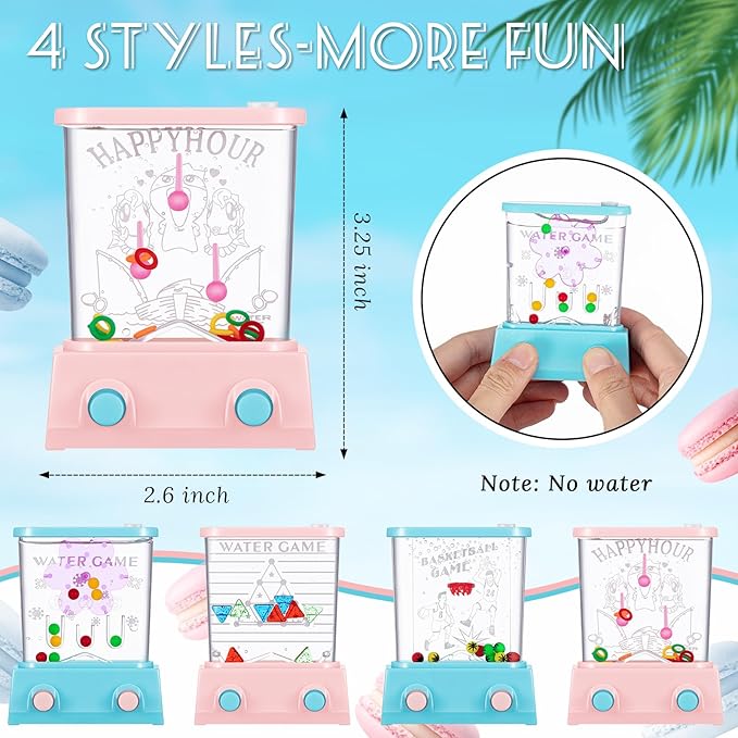 Gejoy 4 Pieces Water Games Handheld Easter Basket Stuffers for Kid Water Ring Toss Handheld Game Mini Retro Pastime Car Toys Fidget Autism Toys for Easter Children Boys Girls Birthday(Elegant Style)
