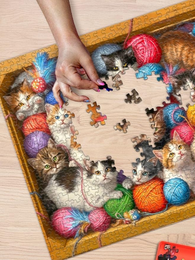 Springbok Kittens Galore 1000 Piece Jigsaw Puzzle for Adults - Cats and Yarn - Unique Cut Pieces - Made in USA