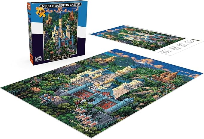 Buffalo Games - Dowdle - Neuschwanstein Castle - 300 Piece Jigsaw Puzzle for Adults -Challenging Puzzle Perfect for Game Nights - Finished Size is 21.25 x 15.00