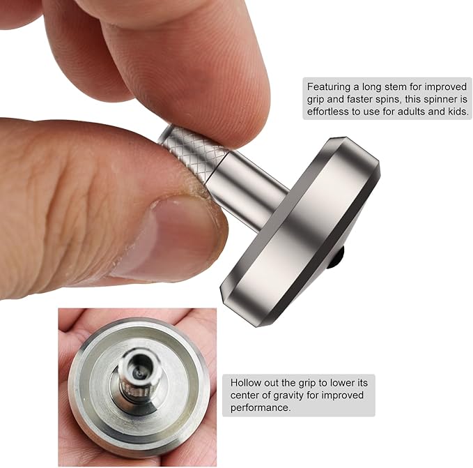 DjuiinoStar Premium Titanium Spinning Top: Lengthened Stem, Easy to Twirl, Decent Performance (4-7 Minutes), CNC Machined, Great Time Killer, EDC Fidget Toy DST-821