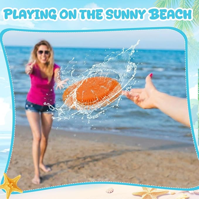 Outus 10 Pcs Beach Games Flying Disc for Pool 7 Inch Soft Water Discs for Kids Splashes on Impact Beach Water Swimming Pool Toys for Kids Park Backyard Outdoor Summer Games Birthday Gifts
