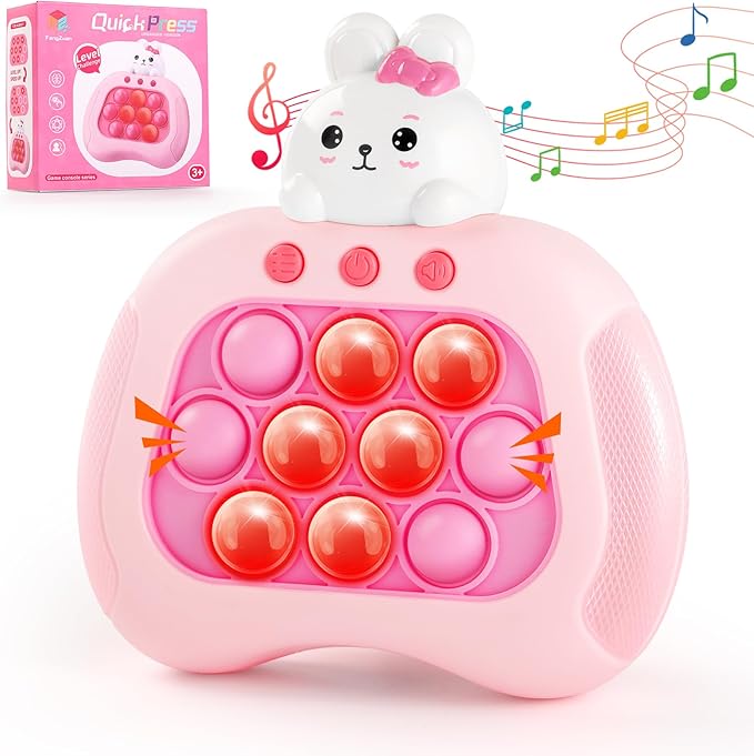 Easter Bunny Pop Push Game,Easter Basket Stuffers,Sensory Pop Fidget Toys for Kids with Autism,Easter Egg Fillers Bunny Quick Push Light Up Game Gifts for Girls Boys﻿