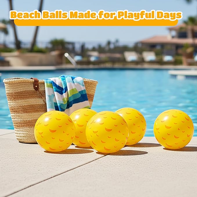 12 Pack Beach Ball Set, Reusable Colorful Inflatable Ball with Vacuum Storage Bag for Pool Party, Beach Games