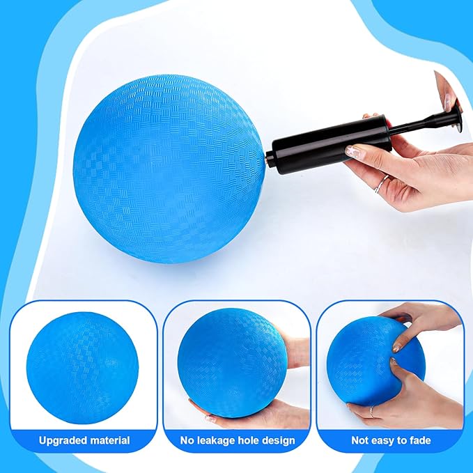 Kickball Set, 8.5 Inch Playground Ball, 4 Pcs Dodgeball Kickballs with 1 Pump, Rubber Kick Balls for Kids Adults Outdoor, Official Size Bouncing Hand Balls for Camps and Schools (8.5 Inch)