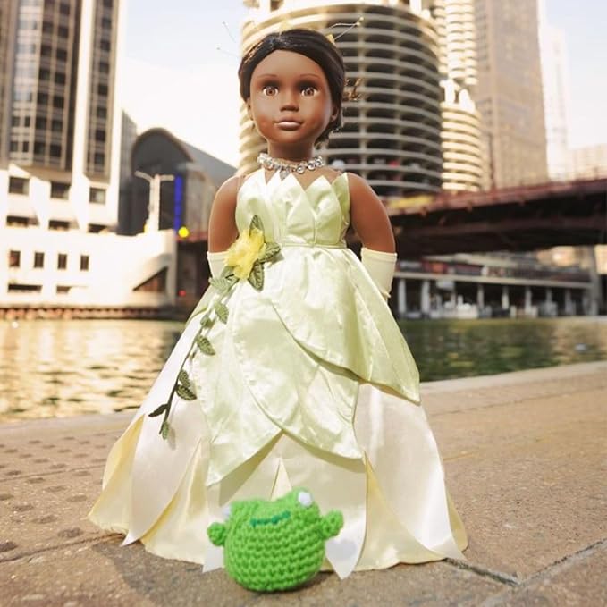 Emily Rose 18 Inch Doll Clothes 5-PC Princess Gown Halloween Costume Dress and Accessories Set with Crown, Necklace, Gloves and Matching Shoes | Doll NOT Included | USA Business