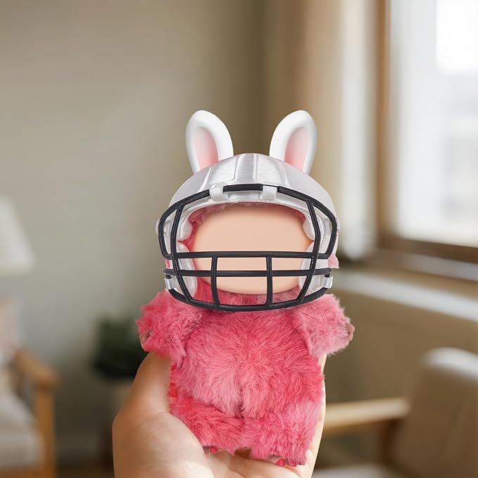 3D Printed Football Helmet Used for Labubu Doll Stuff,Compatible with Labubu Outfit 17cm Doll Clothes and Accessories Designer(White)