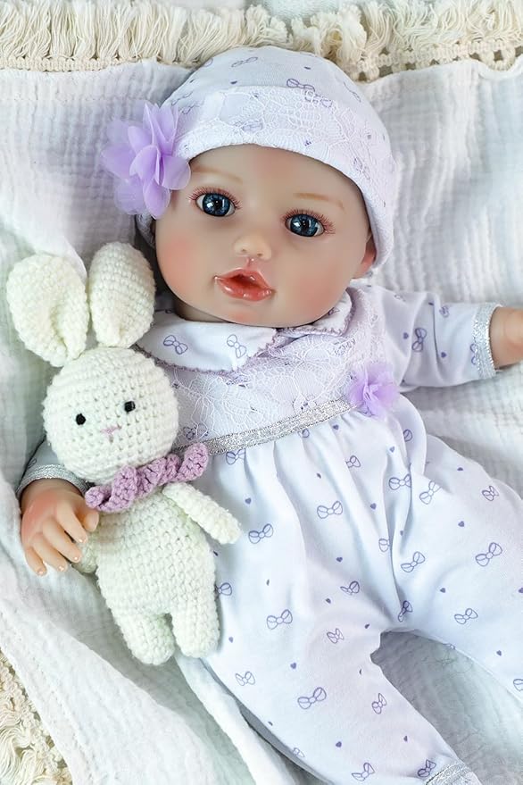 SCOM Baby Dolls, 16inch Realistic Baby Dolls Cute Soft Body Baby Doll Real Life Baby Doll Silicone Lifelike Baby with Accessories for 3+ Year Old Girls Gifts