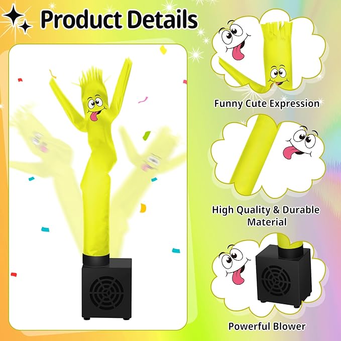 Poen Easter Gifts for Kids Mini Wacky Waving Inflatable Tube Guy with Blower Gag Toy Gift Inflatable Tube Man Birthday Desktop Decor Dancing Blow up Man for Office Party Decor(Cute)