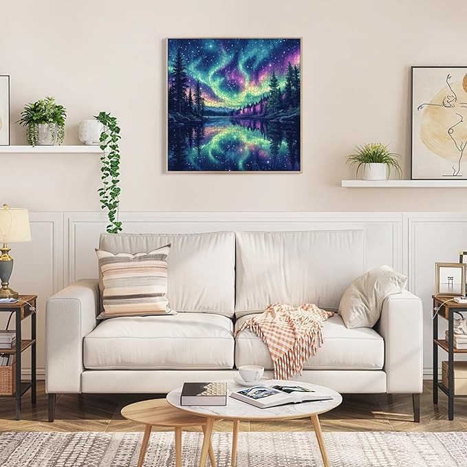 1000 Piece Puzzle for Adults, Starry Night Aurora Jigsaw Puzzles for Adult, Challenging Puzzle Gift for Family Friends, Jigsaw Puzzles with Exquisite Box 22.8x22.8IN