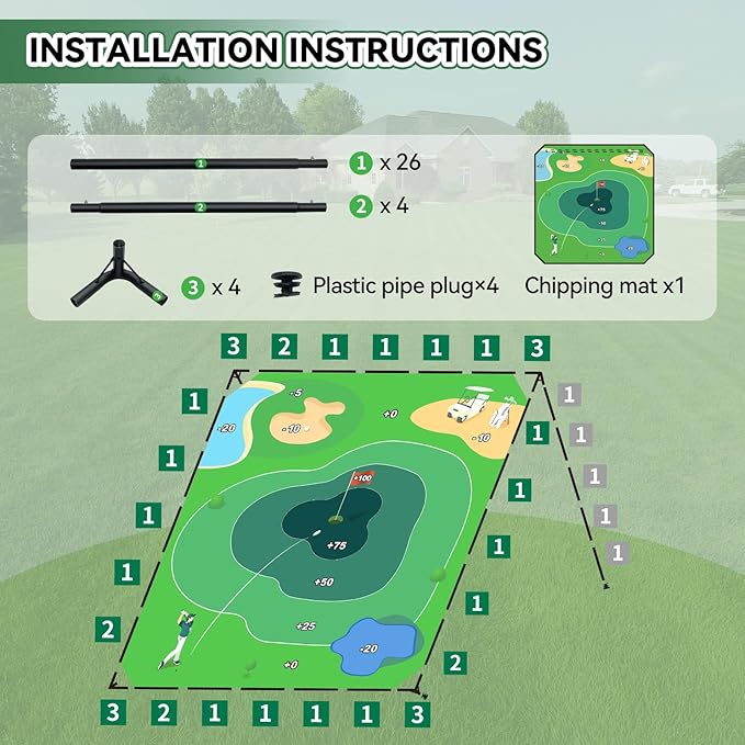 Liberry Golf Chipping Game with Large Chipping Mat, 2 Adjustable Clubs, 20 Sticky Balls, Outdoor Indoor Sports Training Toy Gift for Adults Kids, Family Yard Target Game