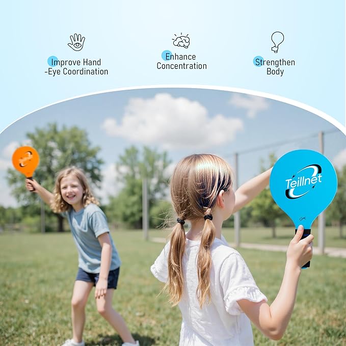 Beach Paddle Ball Set, Family Games for Kids and Adults, Badminton Set with 4 Rackets, Indoor Outdoor Sports Toys Lawn Camping Backyards Yard Games Easter Basket Stuffers Gifts for Boys Girls