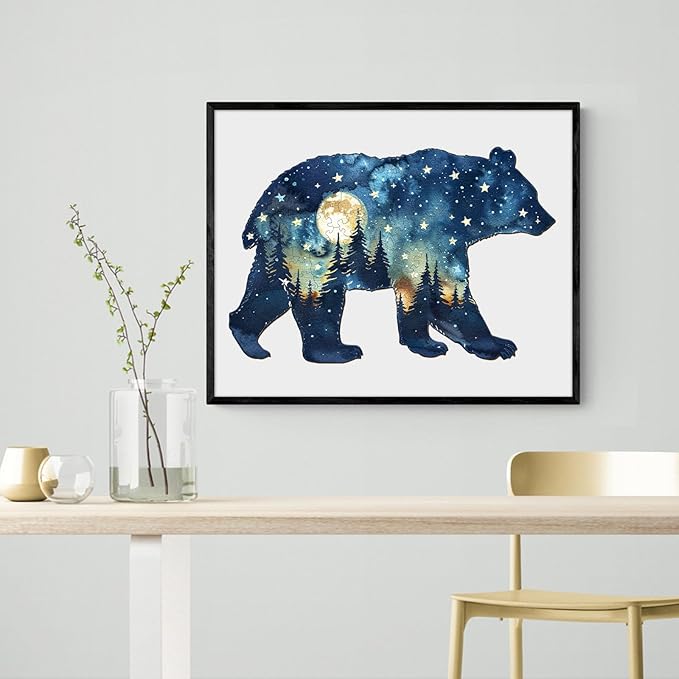Wooden Puzzles for Adults - Astral Bear Wooden Jigsaw Puzzle - Unique Animal Shaped Wood Puzzles Adult - Christmas Birthday Gifts for Adults/Friends/Family - 145 Pcs 12.2 * 8.1in