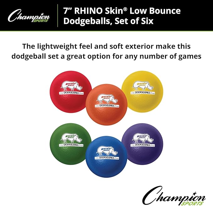 Champion Sports® Rhino Skin® Low Bounce Dodgeball Sets & Singles for Playground, PE, Backyard & League Games – Team Sports Equipment for Youth & Adults