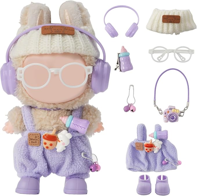 8-Piece Set Dolls Clothes(NO Doll), 17cm Dolls Cute Outfit Accessories, Small Clothes Set for Doll, Gift for Women(Purple)