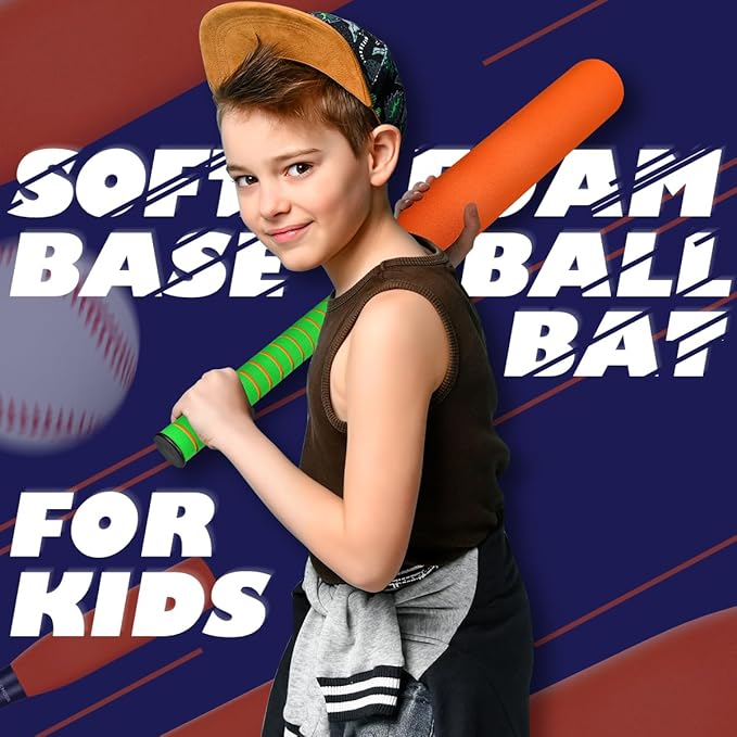 CeleMoon 22 Inch Foam Baseball Bat with 6 Soft Balls for Kids Toddlers Youths Outdoor Indoor Sport T Ball Game Playing